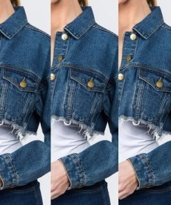 Social Butterfly Collection Distressed Plus Size Denim Cropped Jacket