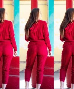 Social Butterfly Collection Burgundy Red Plus Size Two Piece Hoodie Pant Set Sale