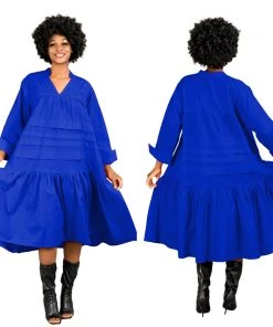 Social Butterfly Collection Plus Size Royal Blue Boho Style Below The Knee Dress Sale