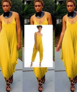 Social Butterfly Collection New Arrivals Yellow Scoop Neck Harem Jumpsuit