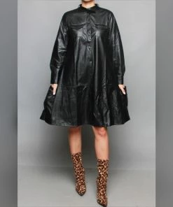 Social Butterfly Collection Black Faux Leather Dress Plus Sizes 17 Social Butterfly Collection Black Faux Leather Dress Plus Sizes