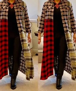 Social Butterfly Collection Plaid Check Multi Color Duster Dress 65 Social Butterfly Collection Plaid Check Multi Color Duster Dress