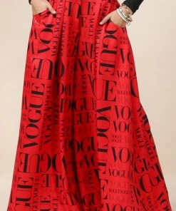 Social Butterfly Collection New Arrivals Red Black Vogue Print Palazzo Pants