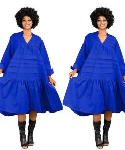 Social Butterfly Collection Plus Size Royal Blue Boho Style Below The Knee Dress Sale