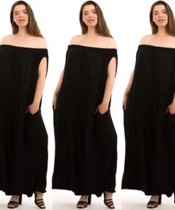 Social Butterfly Collection Black Off The Shoulder Boho Loose Fit Jumpsuit