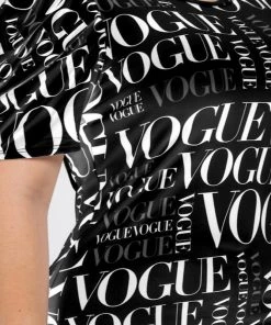 Social Butterfly Collection Black White Vogue Print Top