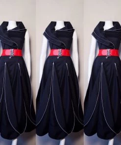 Social Butterfly Collection Black Zipper Detail Bubble Hem Dress