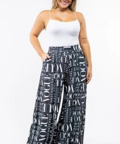 Social Butterfly Collection Black White Vogue Print Palazzo Pants New Arrivals