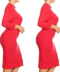Social Butterfly Collection Plus Sizes Red Mock Neck Fitted Knee Length Dress 41 Social Butterfly Collection Plus Sizes Red Mock Neck Fitted Knee Length Dress