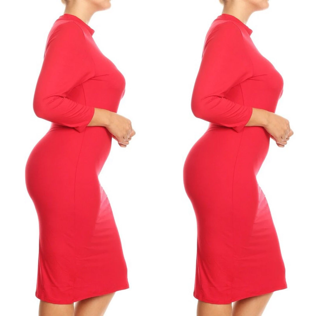 Social Butterfly Collection Plus Sizes Red Mock Neck Fitted Knee Length Dress 19 Social Butterfly Collection Plus Sizes Red Mock Neck Fitted Knee Length Dress