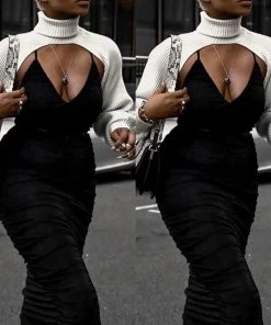 Social Butterfly Collection Accessories Turtleneck Sweater Scarf With Sleeves