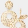 Social Butterfly Collection Sale Clip On Gold Basket Weave Earrings