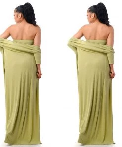Social Butterfly Collection New Arrivals Plus Size Kiwi Green Two Piece Form Fitted Dress Duster Set