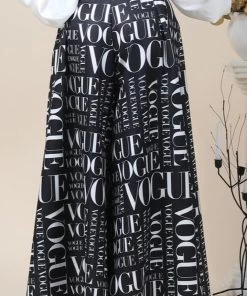 Social Butterfly Collection Black White Vogue Print Palazzo Pants New Arrivals