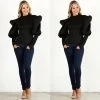 Social Butterfly Collection New Black Fitted Puffy Sleeve Top New Arrivals