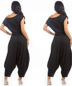 Social Butterfly Collection New Arrivals Black Two Piece Harem Pant Set