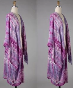 Social Butterfly Collection Purple Pink Tie Dye Kimono Sleeve Sheer Duster New Arrivals