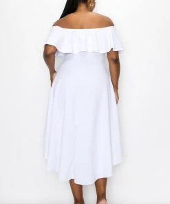 Social Butterfly Collection White Off The Shoulder High Low Dress
