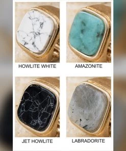 Social Butterfly Collection Sale Square Natural Stone Costume Ring