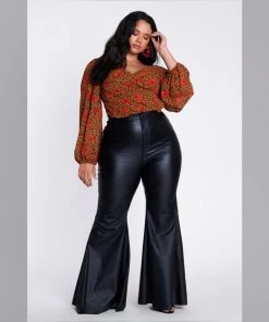 Social Butterfly Collection Black Faux Leather Bell Bottom Pants Plus Sizes 20 Social Butterfly Collection Black Faux Leather Bell Bottom Pants Plus Sizes
