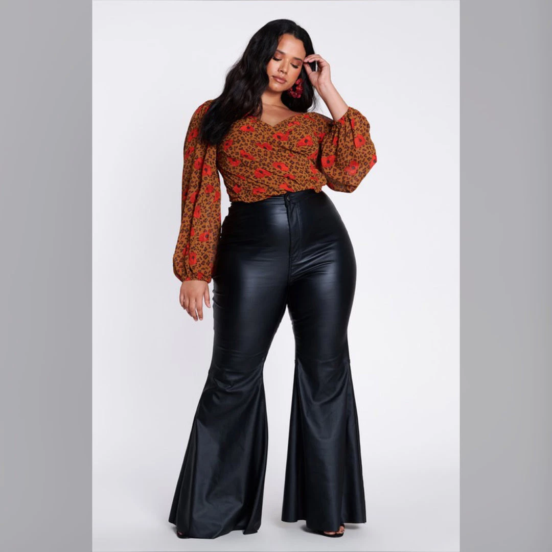 Social Butterfly Collection Black Faux Leather Bell Bottom Pants Plus Sizes 10 Social Butterfly Collection Black Faux Leather Bell Bottom Pants Plus Sizes