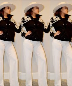 Social Butterfly Collection Detailed Black Jacket With Lace Up Drawstrings