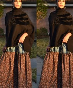 Social Butterfly Collection Black Faux Fur Fringe Detail Sweater Top Sale