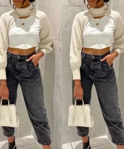 Social Butterfly Collection Accessories Turtleneck Sweater Scarf With Sleeves