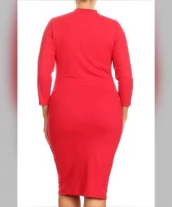 Social Butterfly Collection Plus Sizes Red Mock Neck Fitted Knee Length Dress 42 Social Butterfly Collection Plus Sizes Red Mock Neck Fitted Knee Length Dress