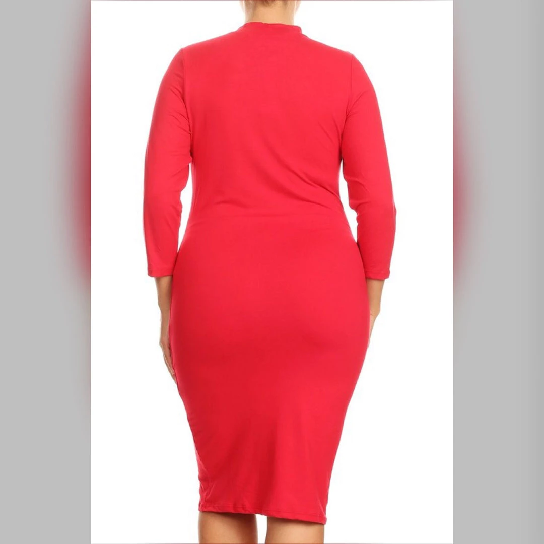 Social Butterfly Collection Plus Sizes Red Mock Neck Fitted Knee Length Dress 20 Social Butterfly Collection Plus Sizes Red Mock Neck Fitted Knee Length Dress