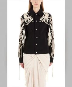 Social Butterfly Collection Detailed Black Jacket With Lace Up Drawstrings