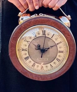 Social Butterfly Collection Brown Retro Style Clock Handbag