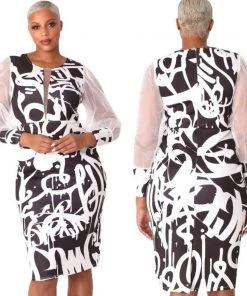 Social Butterfly Collection New Arrivals Black White Abstract Print Fitted Dress