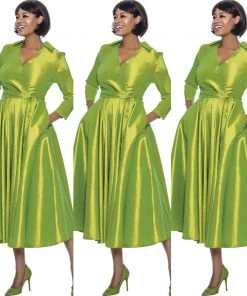 Social Butterfly Collection Green Classic Style Faux Wrap Dress