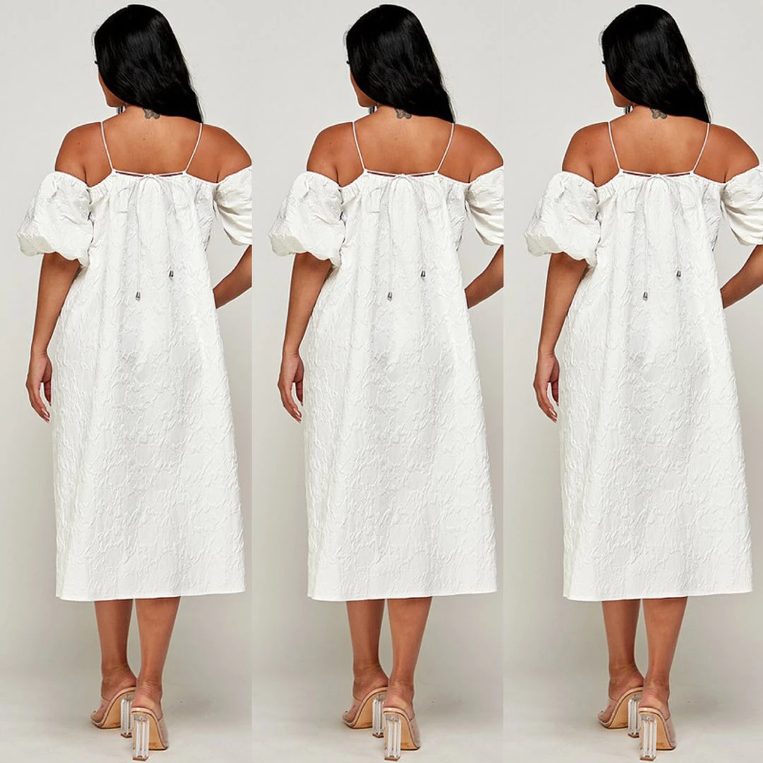 Social Butterfly Collection New Arrivals Textured Cold Shoulder Off White Dress 11 Social Butterfly Collection New Arrivals Textured Cold Shoulder Off White Dress
