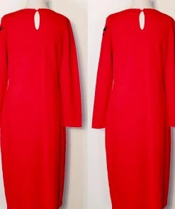 Social Butterfly Collection New Arrivals Red Black Jersey Knit Mid Length Dress