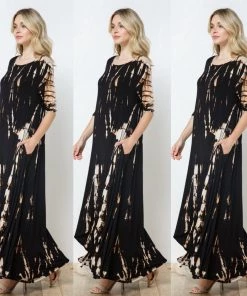 Social Butterfly Collection New Arrivals Tie Dye Print Long Maxi Handkerchief Dress