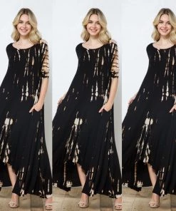Social Butterfly Collection New Arrivals Tie Dye Print Long Maxi Handkerchief Dress