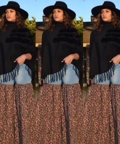 Social Butterfly Collection Black Faux Fur Fringe Detail Sweater Top Sale