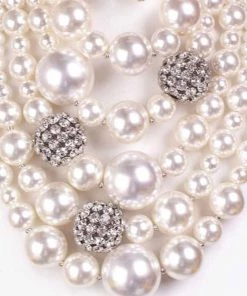 Social Butterfly Collection White X-Large Pearl Statement Necklace