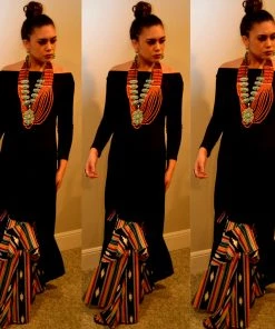 Social Butterfly Collection New Arrivals Black Multi Print Ruffle Wide Leg Pants