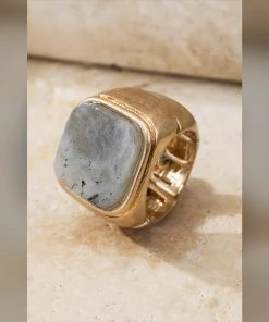 Social Butterfly Collection Sale Square Natural Stone Costume Ring