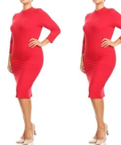 Social Butterfly Collection Plus Sizes Red Mock Neck Fitted Knee Length Dress 44 Social Butterfly Collection Plus Sizes Red Mock Neck Fitted Knee Length Dress