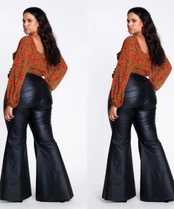 Social Butterfly Collection Black Faux Leather Bell Bottom Pants Plus Sizes 17 Social Butterfly Collection Black Faux Leather Bell Bottom Pants Plus Sizes