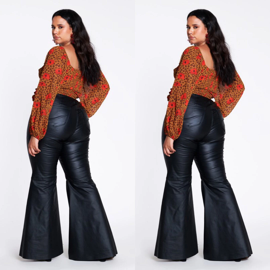 Social Butterfly Collection Black Faux Leather Bell Bottom Pants Plus Sizes 7 Social Butterfly Collection Black Faux Leather Bell Bottom Pants Plus Sizes