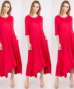 Social Butterfly Collection Sale Really Red Handkerchief Maxi Dress