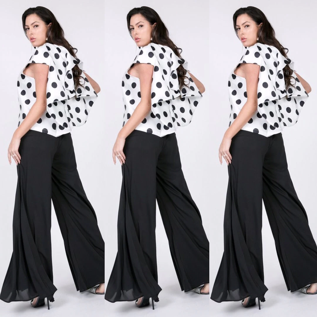 Social Butterfly Collection White Black Polka Dot Cascading Back Jacket 8 Social Butterfly Collection White Black Polka Dot Cascading Back Jacket