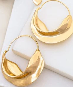 Social Butterfly Collection Gold Crescent Moon Shaped Earrings