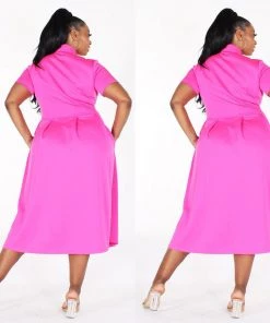 Social Butterfly Collection Pink Plus Size Necktie Mid Length Dress