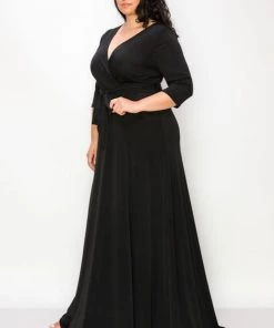 Social Butterfly Collection Black Faux Wrap Maxi Dress New Arrivals